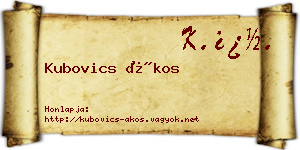 Kubovics Ákos névjegykártya